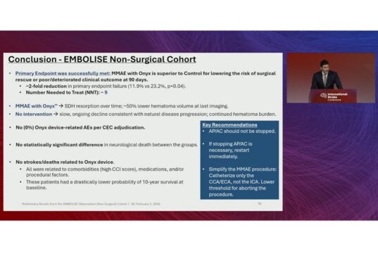 MMAe reduces poor clinical outcomes or need for surgery twofold in mildly symptomatic cSDH patients